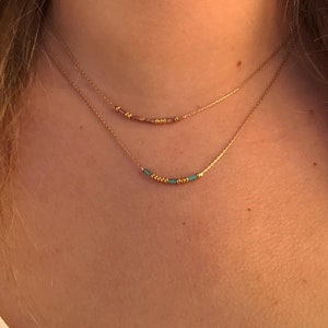 Morsecode-Halskette, 14 Karat Gold Filled | Personalisierter Schmuck mit versteckter Botschaft | Zarte, individuell gefertigte Perlenkette | Bedeutungsvolles Geschenk | Minimalistisch