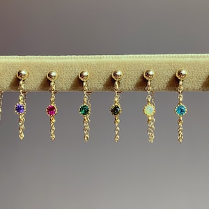 Gold Filled Chain Stud Earrings – Dainty Drop Dangle Earrings – Minimal Gold Chain Studs