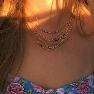 モールス信号ネックレス 14Kゴールドフィルド｜パーソナライズされた隠しメッセージジュエリー｜繊細なビーズチェーン｜意味のあるギフト｜ミニマリスト