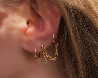 Doppelte Ohrkette – Figaro-Ohrringkette, Helix-Ohrringkette, Kettenohrringe, Ohrringanhänger