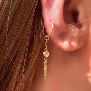Gold Filled Heart Earring Charm, CZ Hoop Charm, 14K Gold Filled Earring Charm, Dainty Heart Charm for Hoops & Studs