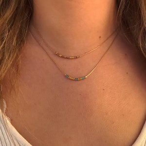 Morse Code Necklace 14k Gold Filled | Personalized Hidden Message Jewelry | Custom Dainty Beaded Chain | Meaningful Gift | Minimalist