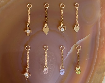 Earring Charms, Ear Chain, Earrings Dangle, Earring Charms for Hoops, Helix Chain Earring, Chain Earrings, Rhombus Earring Charm, 14K GF