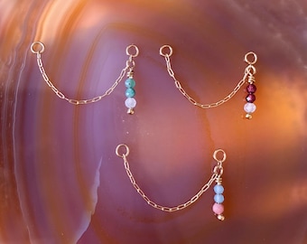 Ear Chain with Gemstones, Helix Chain Earring, Chain Earrings, Earring Charms, Earrings Dangle, Earring Charms for Hoops