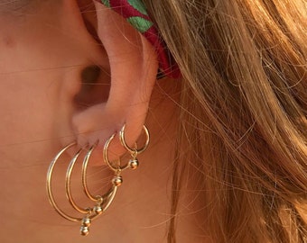 Hoop Earrings - Hoop Earrings With Charm - Gold Filled Hoops - Gold Small Hoops - Gold Hoop Earrings - Bell Hoops