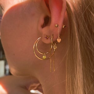Aros dobles rellenos de oro - Aros rellenos de oro - Aros con circonitas