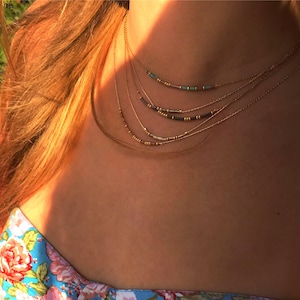 Morse Code Necklace 14k Gold Filled | Personalized Hidden Message Jewelry | Custom Dainty Beaded Chain | Meaningful Gift | Minimalist