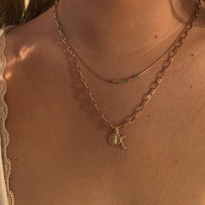 Collar con código Morse chapado en oro de 14k | Joyería con mensaje oculto personalizado | Cadena delicada de cuentas personalizada | Regalo significativo | Minimalista