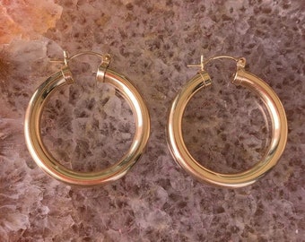 Chunky Hoop Earrings - Gold Thick Hoops - Chunky Gold Hoops