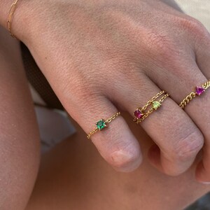 Gold Heart Chain Ring - Stackable Ring - 14K Gold Filled image 4