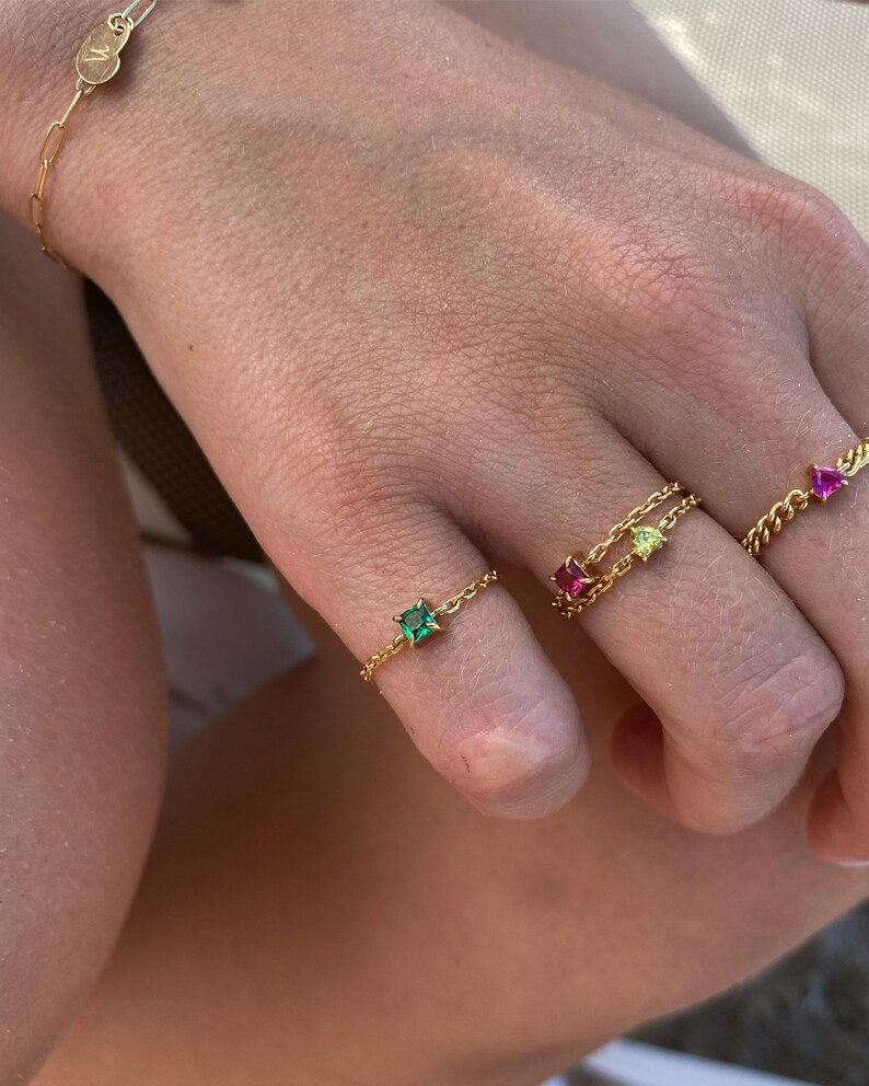 Gold Heart Chain Ring - Stackable Ring - 14K Gold Filled image 4