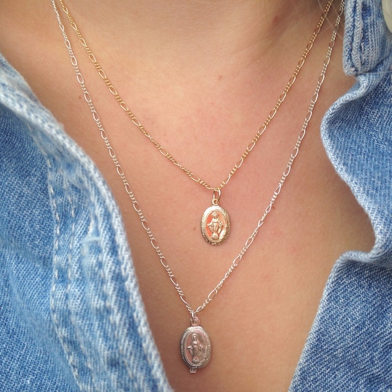 Virgin mary baptism necklace sale