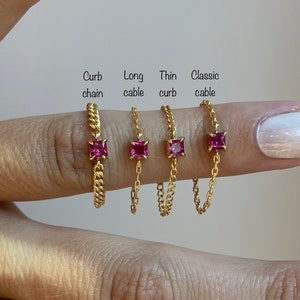 Chain Ring - Square Chain Ring - Ring Chain - Gold Filled Ring