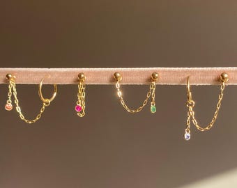 Helix Chain Earring, 14K Solid Gold, Chain Earrings, Earring Charms, Ear Chain, Earrings Dangle, Earring Charms for Hoops