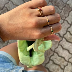 Gold Heart Chain Ring - Stackable Ring - 14K Gold Filled image 2