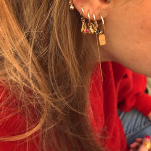 Gold Tag Earrings Initial Hoop Earrings Gold Filled Personalized Hoop image 4