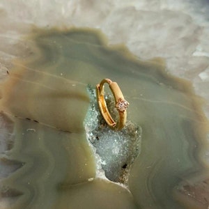 14K Gold Diamond Hoop
