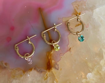 Gold Hoop Earrings - Gold Chain Hoop - Gold Hoop Earrings With Charm - Gold Filled Hoop with Snake Chain