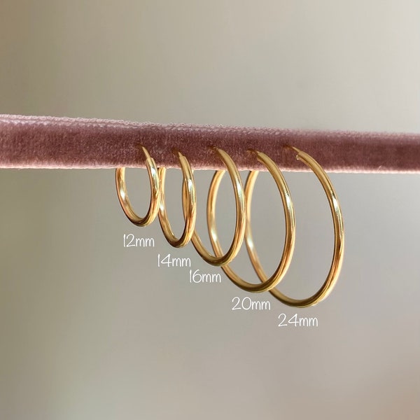 Gold Filled Endless Hoop ・Gold Small Hoops ・Gold single Hoop