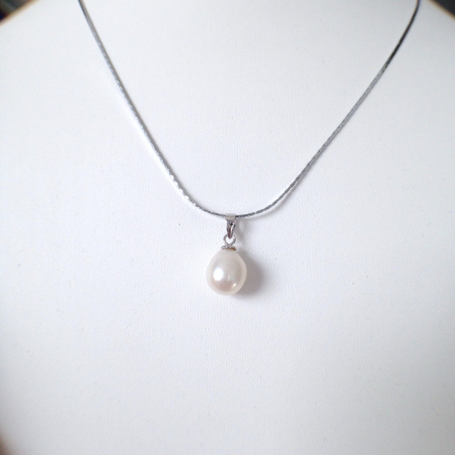 Freshwater Pearl Pendant Necklace 9-10 Mm Whte Pearl Bridal - Etsy