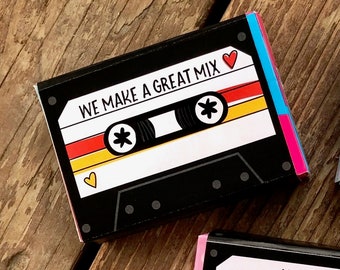 Instant Download- Printable Valentine Cards for Children. Candy Box Wrapper. DIY Kids Card. Mix Tape Candy Wrapper. Mixtape Valentine. Retro
