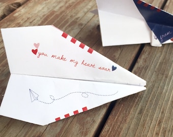 Instant Download- DIY Valentine Paper Airplane. Paper Planes. Kids Valentines Cards. Anniversary Card. Valentines Day Cards. Printable Card.