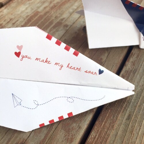 Printable Paper Airplane Valentines / Anniversary Card - Etsy