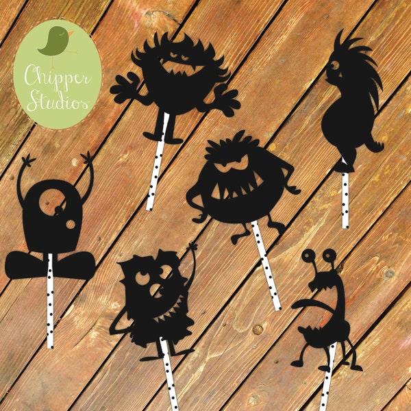 Instant Download- Monster Shadow Puppets. Shadow Puppet Pattern. Halloween Kids Activity. Bedtime Stories. Monster Silhouettes. DIY Puppet
