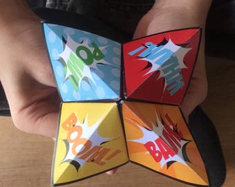 Instant Download- DIY Kids Super Hero Themed Fortune Tellers. Superhero Birthday Party Games Favors. Cootie Catcher. Paper Fortune Teller