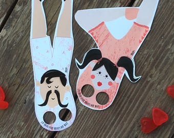 Instant Download DIY Valentine Cards. Finger Puppet. Valentine Acrobat Gymnast. Circus Finger Puppets. Clever cards. Kids Valentine