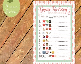 Instant Download- Emoji Bridal Shower Printable Game. Bridal Shower Game. Retro. Love Song Emoji Game. Guess the Song from the Emoji.