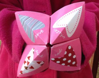 Instant Download- DIY Kids Valentine Day Cards. Printable Valentine for Children.  Cootie Catchers. Fortune Tellers. Valentines Day Activity