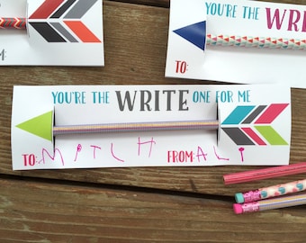 Instant Download- Pencil DIY Kids Valentine Cards. School Valentines. Classroom Valentine Cards. Printable Valentines. Kids Valentine&#39;s day.