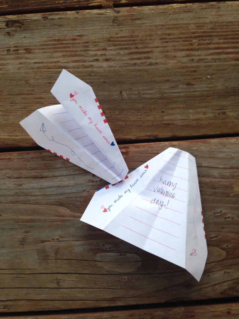 Instant Download DIY Valentine Paper Airplane. Paper Planes. Kids Valentines Cards. Anniversary Card. Valentines Day Cards. Printable Card. image 2