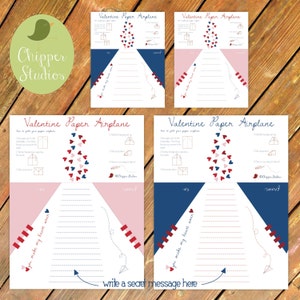 Instant Download DIY Valentine Paper Airplane. Paper Planes. Kids Valentines Cards. Anniversary Card. Valentines Day Cards. Printable Card. image 3