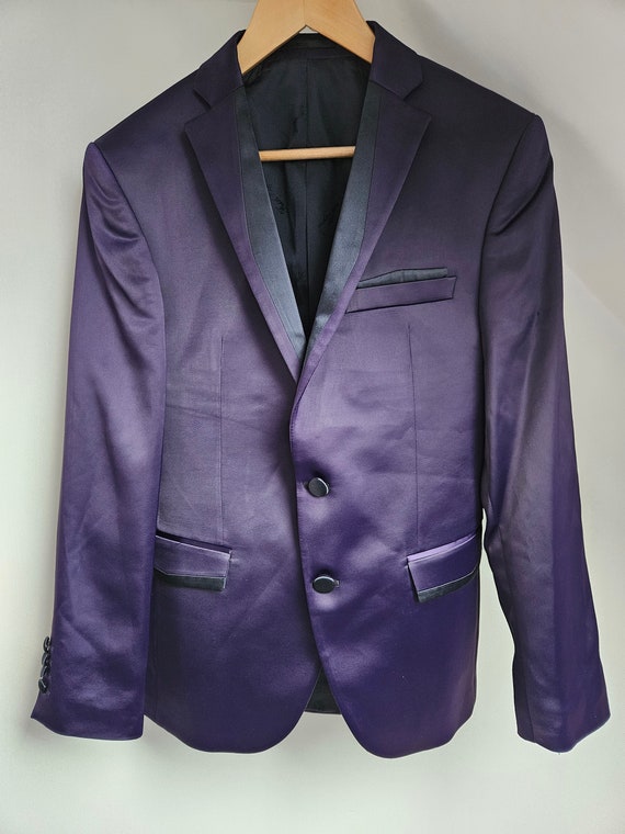 Vintage Purple Satin Tuxedo Dinner Jacket 36" che… - image 3