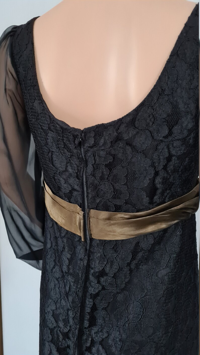 Vintage Gothic Black Lace Evening Dress With Sheer Sleeves UK 10/12 Etsy
