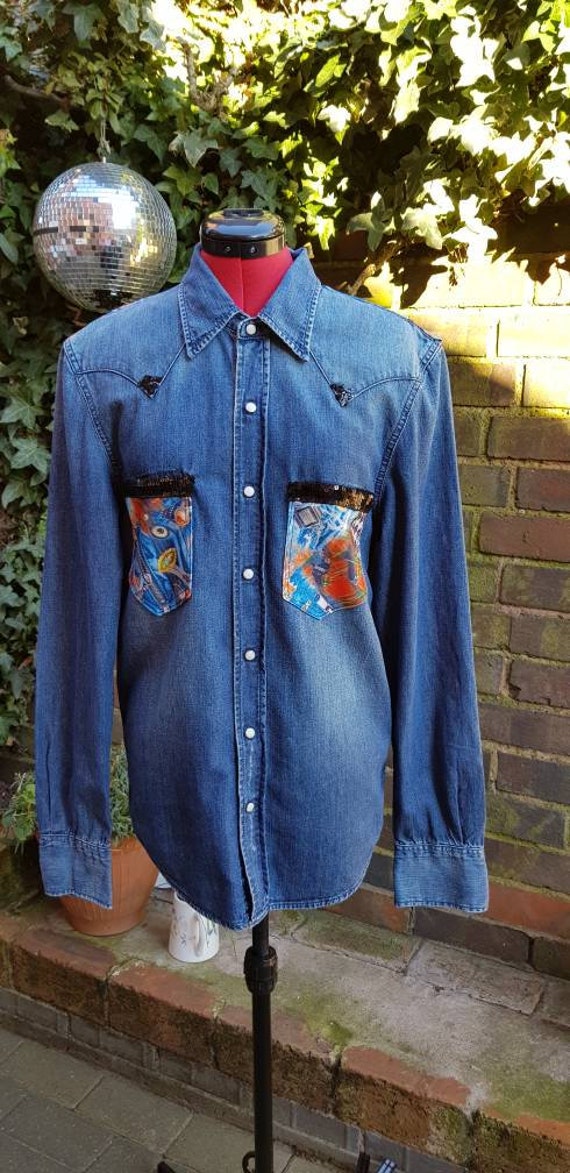 Reworked Levi Denim Shirt Sequined 