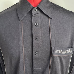 Vintage Mens 1970s Black Gabicci Polo Shirt UK M