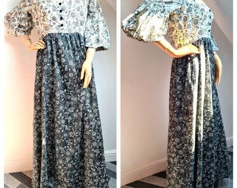 Vintage Early 1970s California Label Peasant Style Maxi Dress Sz 18