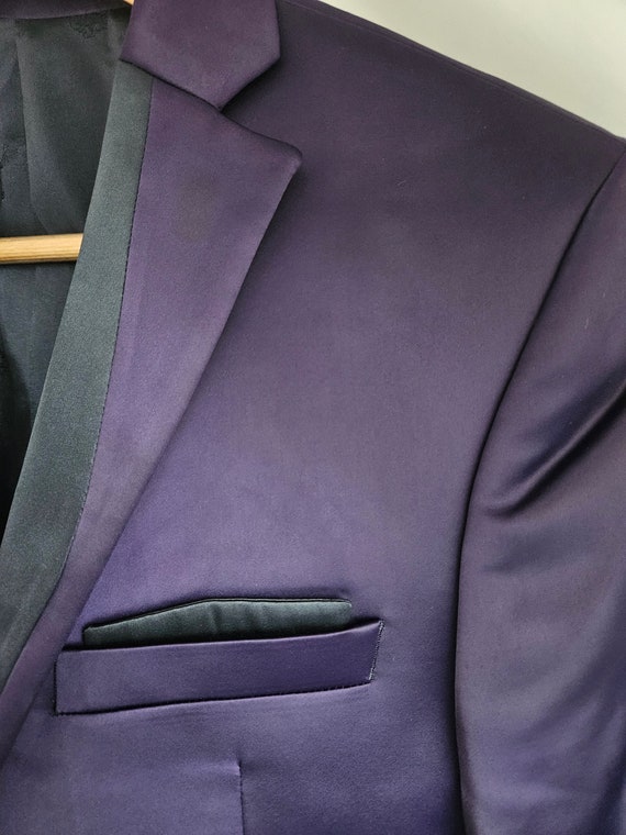 Vintage Purple Satin Tuxedo Dinner Jacket 36" che… - image 7