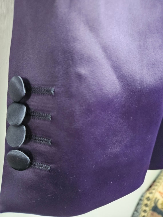 Vintage Purple Satin Tuxedo Dinner Jacket 36" che… - image 5