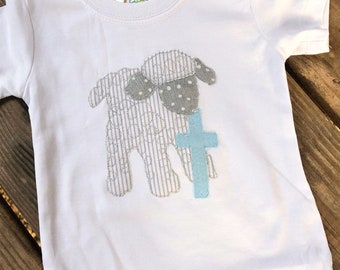 Lamb and Cross Applique Shirt