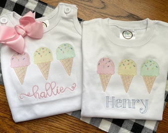Ice Cream Sketch Embroidered Shirt