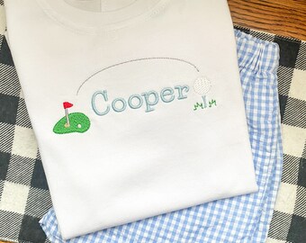 Golf Monogram Name Frame Embroidered Shirt