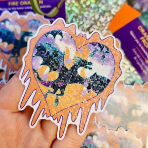 Dragon Holographic Sticker Dragon Club Mother Of Dragons Sticker Flame Sticker Cool Sticker Fantasy Goth Sticker