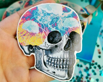 Jellyfish Skull Small Sticker Jellyfish Print Ocean Lover Sea Creature Cool Sticker Cute Sticker Goth Sticker Laptop Sticker Macbook Sticker
