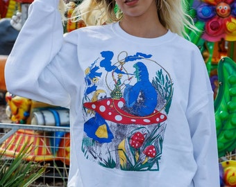 Maglione Alice nel Paese delle Meraviglie: Maglione psichedelico con bruco narghilè