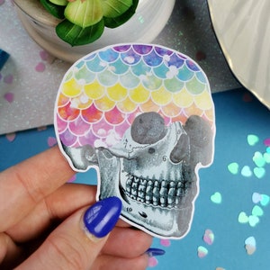 Mermaid Rainbow Small Sticker Skull Sticker Macbook Sticker Laptop Sticker Cool Sticker Kawaii Sticker Mermaid Scale Pastel Goth Kawaii Girl
