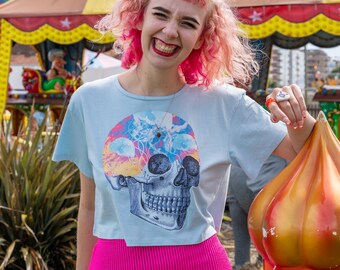 Jellyfish Skull Crop Top: Ocean Goth Sea Life Top